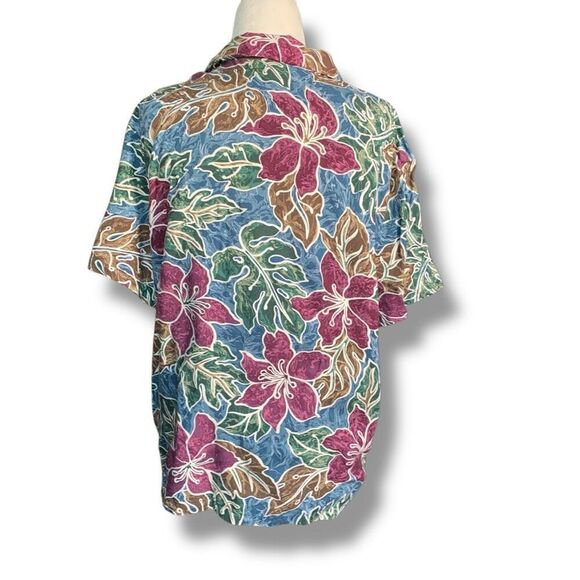 Vintage Hilo Hattie Hawaiian Shirt Camp Collar Tropical Abstract Floral Small - Picture 3 of 11